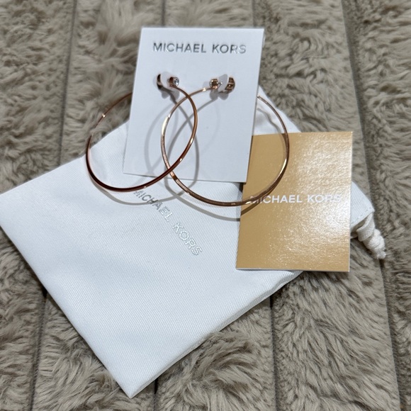 Michael Kors Rose Gold Hoop Earrings - Picture 1 of 3